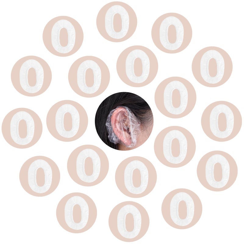 JFGLORIX 200 Pack More Economical Disposable Ear Covers for Shower, Waterproof Plastic Ear Protectors, Ear Shower Caps for Hair Dye-(5.5in) - Image 1